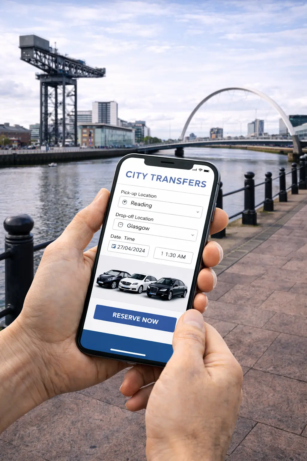 Book private travel from Reading to Glasgow