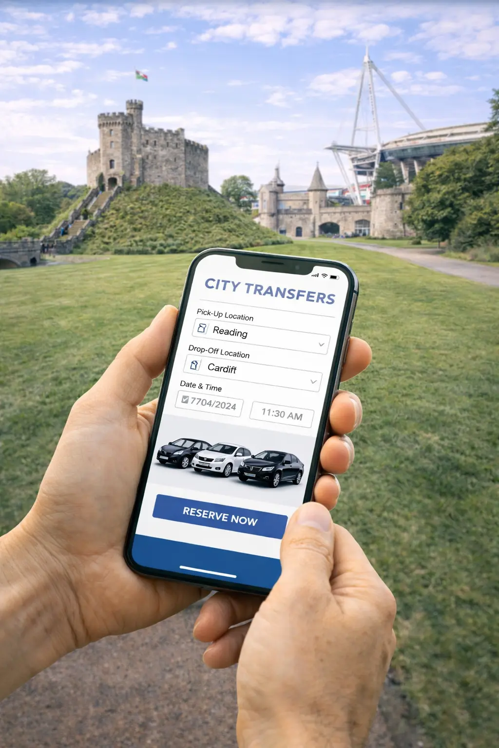 Book private travel from Reading to Cardiff