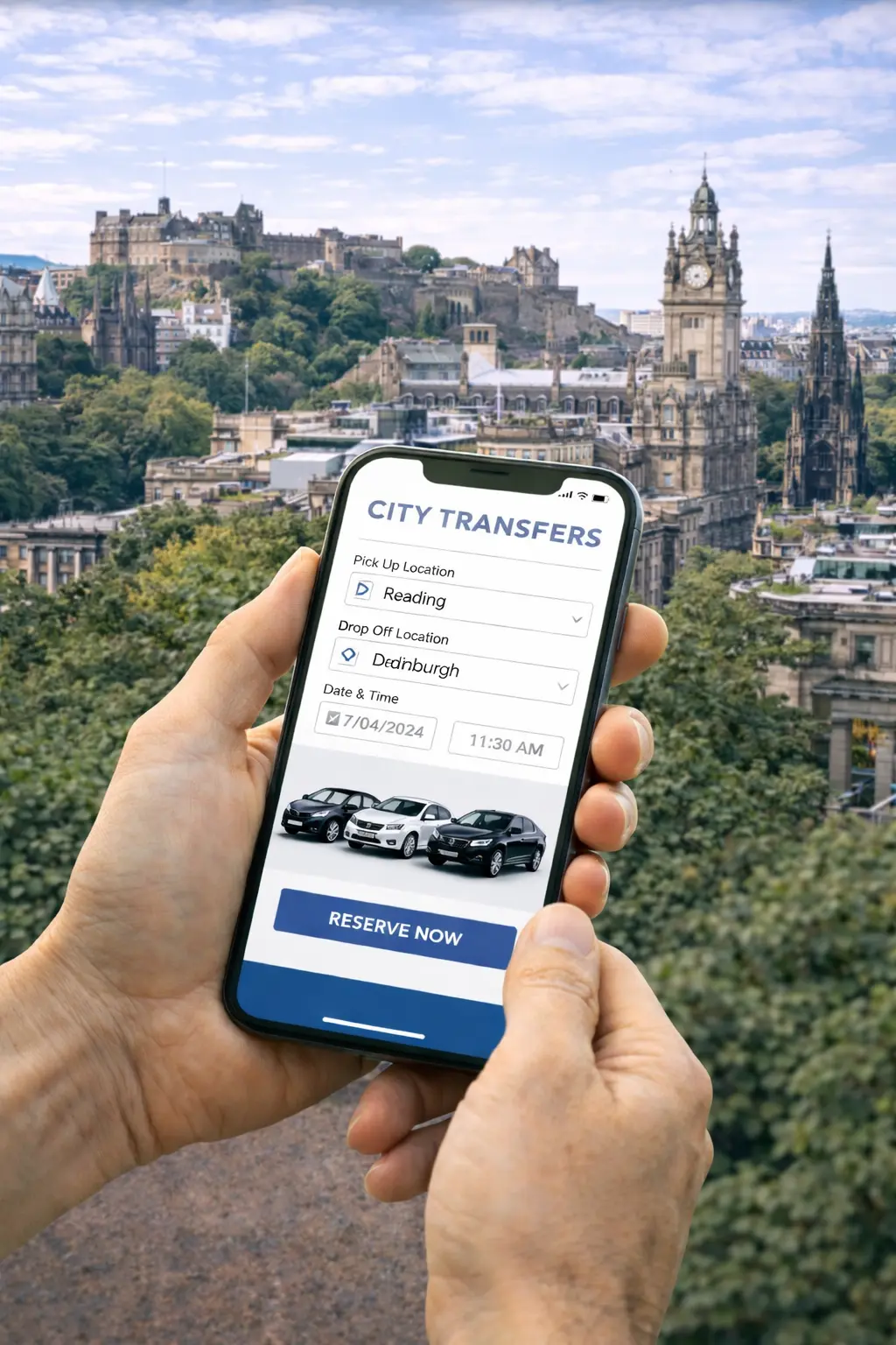Book private travel from Reading to Edinburgh