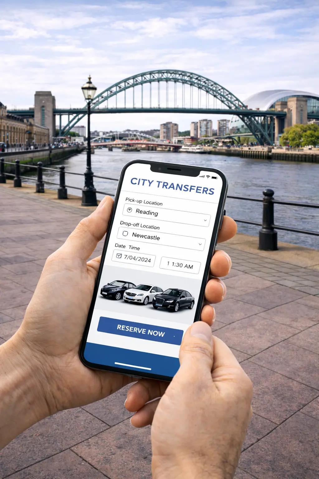 Book private travel from Reading to Newcastle