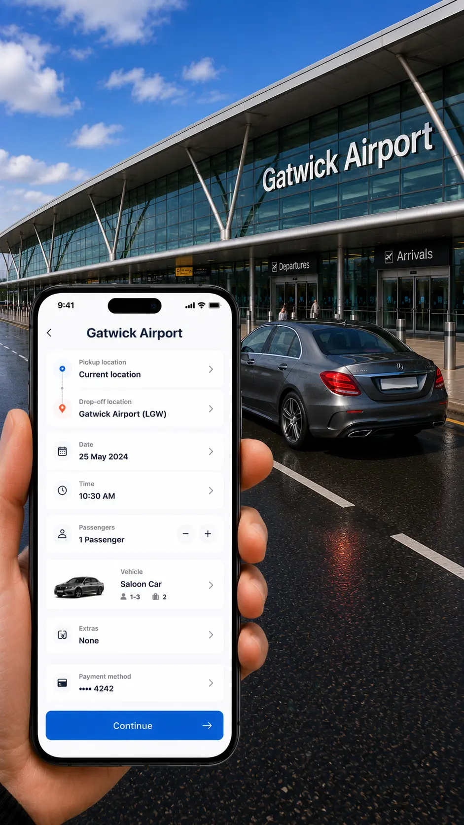 Get an instant quote for a Reading to Gatwick taxi
