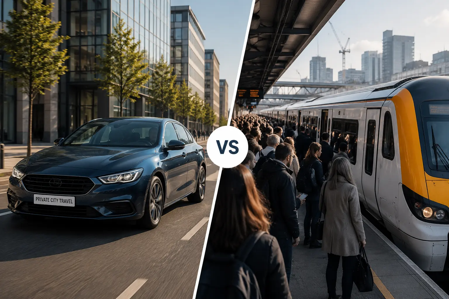 Private city travel from Reading compared with train travel